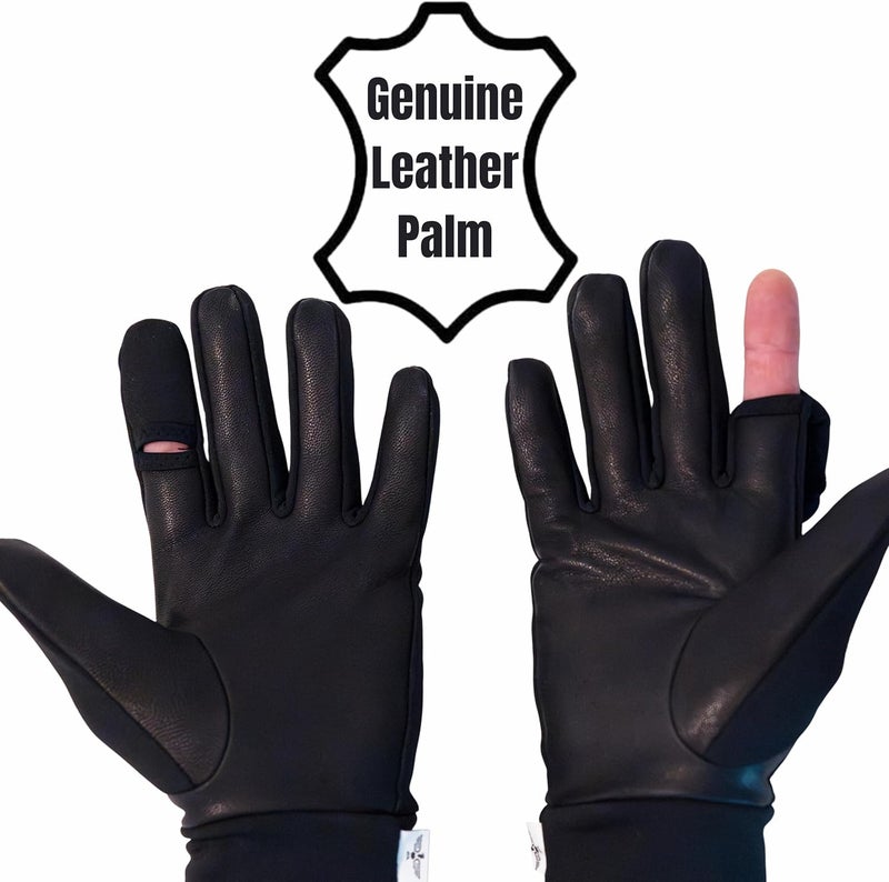 REVOLUTION RANGE Hunting & Rifle Shooting Gloves with Open Index Trigger Finger Flip | Genuine Leather Palm Grip | for Outdoor Tactical Sports | Airsoft Paintball Trap Skeet Clay Shooting - Image 2